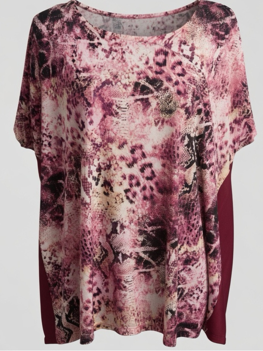 Jaclyn Smith Pink Snake Print Keyhole Top XXL